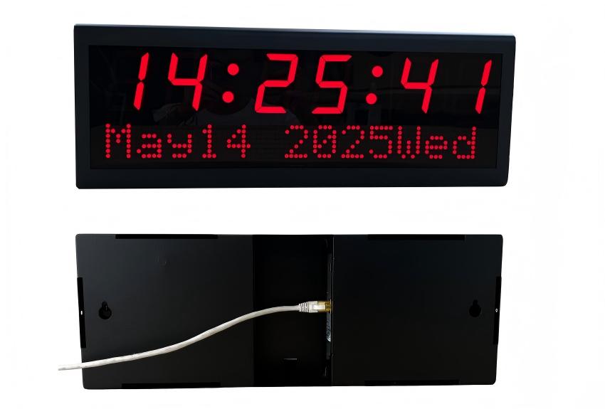 Black Automatic DST Reset PoE Digital Clock